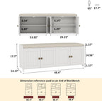 Shoe Bench Storage with Padded Seat Cushion 2-Door