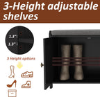 Shoe Bench Storage with Padded Seat Cushion 3-Door