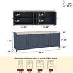 Shoe Bench Storage with Padded Seat Cushion 2-Door