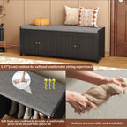 Shoe Bench Storage with Padded Seat Cushion 3-Door
