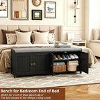 Shoe Bench Storage with Padded Seat Cushion 2-Door