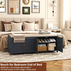 Shoe Bench Storage with Padded Seat Cushion 2-Door