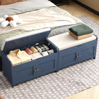 Shoe Bench Storage with Padded Seat Cushion 3-Door