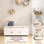 Shoe Bench Storage with Padded Seat Cushion 2-Door