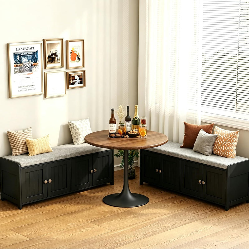 Shoe Bench Storage with Padded Seat Cushion 2-Door