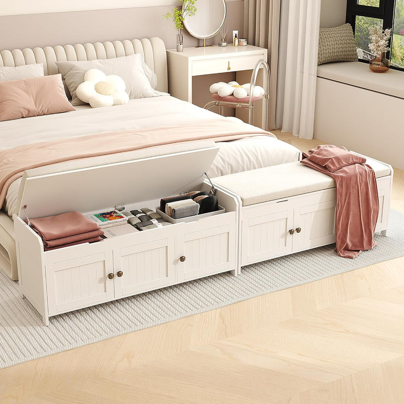 Shoe Bench Storage with Padded Seat Cushion 2-Door