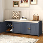 Shoe Bench Storage with Padded Seat Cushion 2-Door