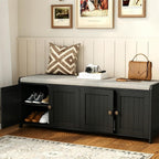 Shoe Bench Storage with Padded Seat Cushion 2-Door