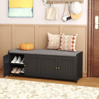 Shoe Bench Storage with Padded Seat Cushion 3-Door