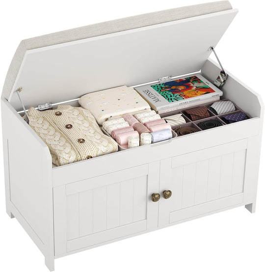 Shoe Bench Storage with Padded Seat Cushion 2-Door