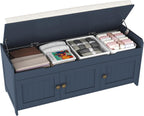 Shoe Bench Storage with Padded Seat Cushion 2-Door
