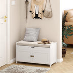 Shoe Bench Storage with Padded Seat Cushion 2-Door