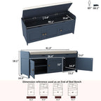 Shoe Bench Storage with Padded Seat Cushion 2-Door