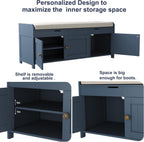 Shoe Bench Storage with Padded Seat Cushion 2-Door