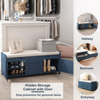 Shoe Bench Storage with Padded Seat Cushion 2-Door