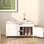 Shoe Bench Storage with Padded Seat Cushion 2-Door