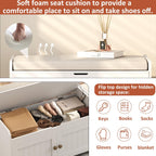 Shoe Bench Storage with Padded Seat Cushion 2-Door