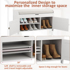 Shoe Bench Storage with Padded Seat Cushion 2-Door