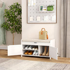 Shoe Bench Storage with Padded Seat Cushion 2-Door