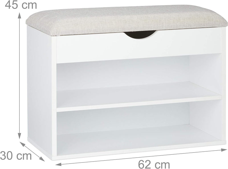 Shoe Bench Upholstered Cushion Foldable Seat Modern Storage