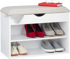 Shoe Bench Upholstered Cushion Foldable Seat Modern Storage