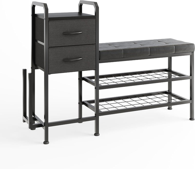 Shoe Bench with Cushion Storage Padded Seat 2