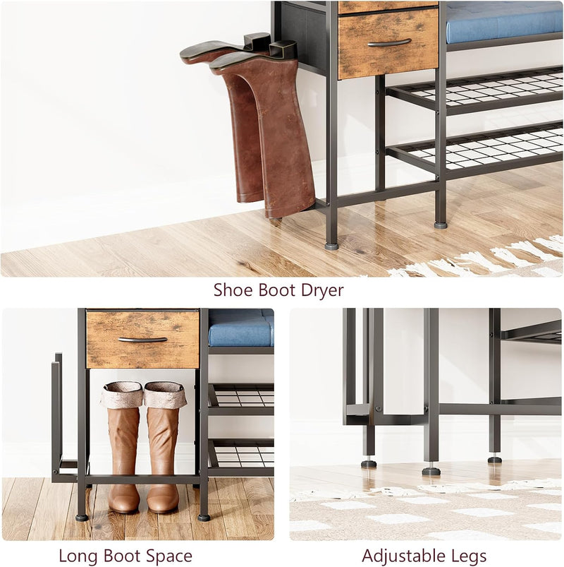 Shoe Bench with Cushion Storage Padded Seat 2