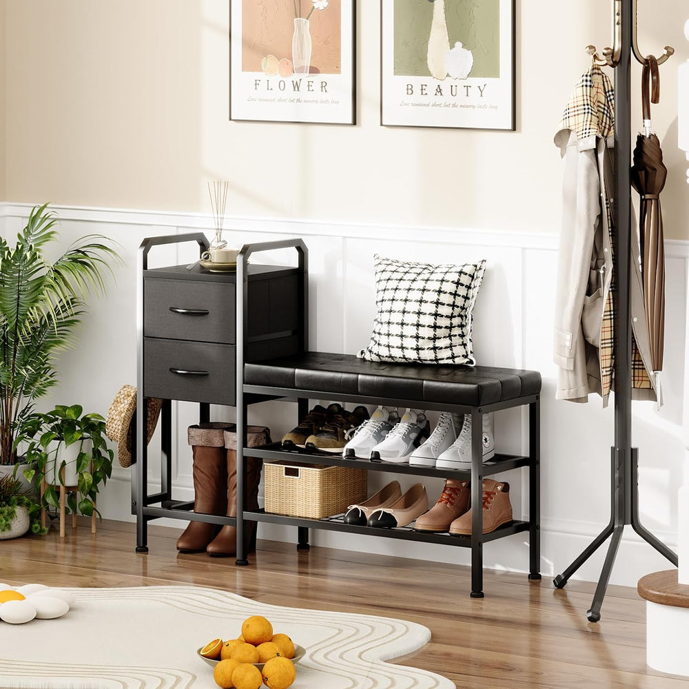 Shoe Bench with Cushion Storage Padded Seat 2
