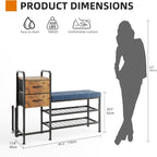 Shoe Bench with Cushion Storage Padded Seat 2