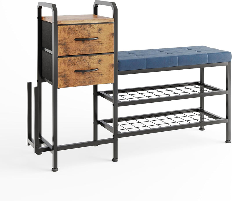 Shoe Bench with Cushion Storage Padded Seat 2