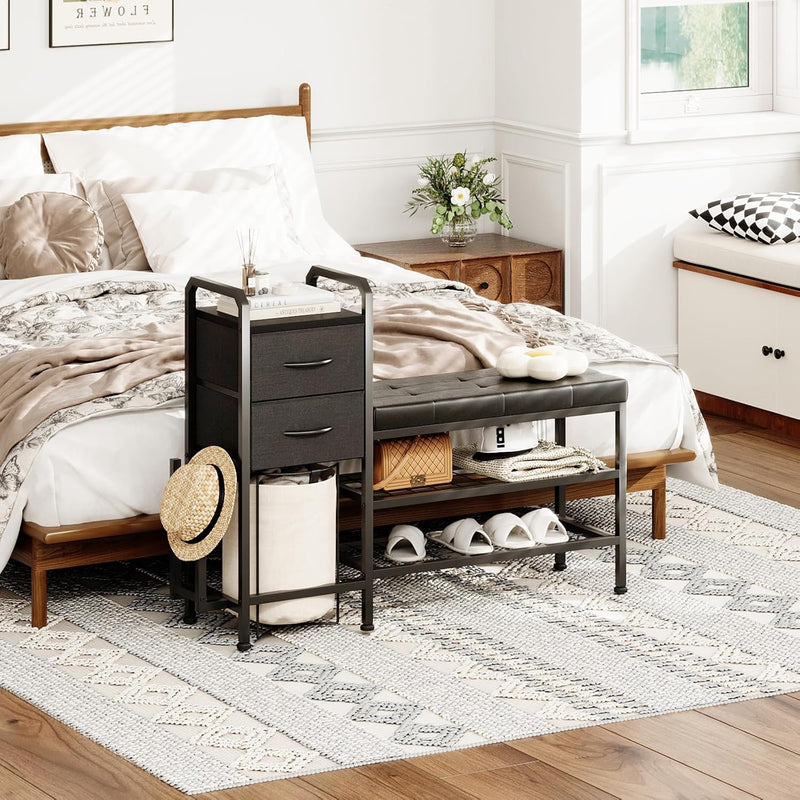 Shoe Bench with Cushion Storage Padded Seat 2