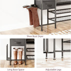 Shoe Bench with Cushion Storage Padded Seat Metal