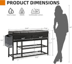 Shoe Bench with Cushion Storage Padded Seat Metal