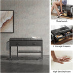 Shoe Bench with Cushion Storage Padded Seat Metal