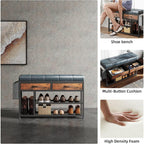 Shoe Bench with Cushion Storage Padded Seat Metal