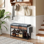 Shoe Bench with Cushion Storage Padded Seat Metal