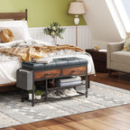 Shoe Bench with Cushion Storage Padded Seat Metal
