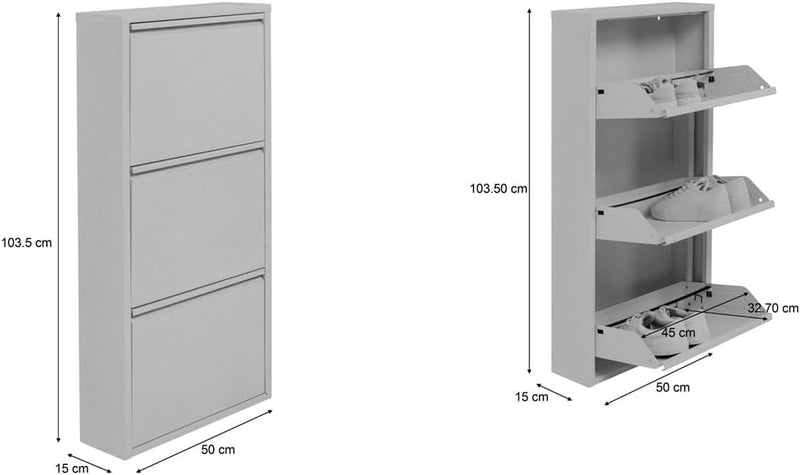 Shoe Cabinet Caruso 104x50x15CM Tilting Storage