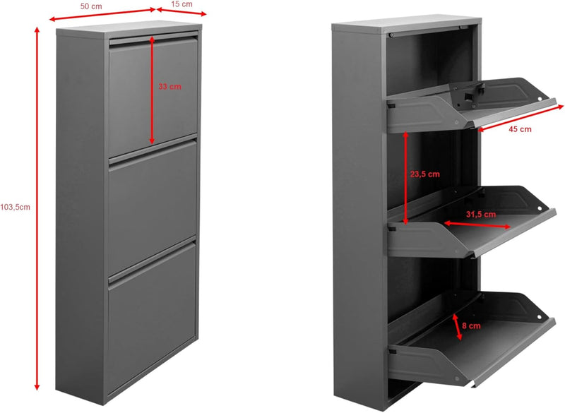 Shoe Cabinet Caruso 104x50x15CM Tilting Storage