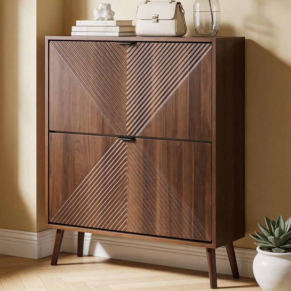 Shoe Cabinet Storage Farmhouse Freestanding Organiser with 2