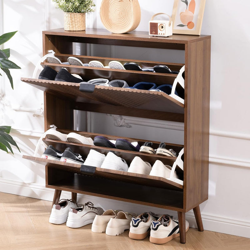 Shoe Cabinet Storage Farmhouse Freestanding Organiser with 2