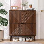 Shoe Cabinet Storage Farmhouse Freestanding Organiser with 2