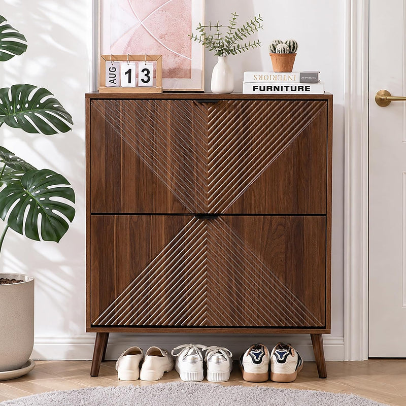 Shoe Cabinet Storage Farmhouse Freestanding Organiser with 2