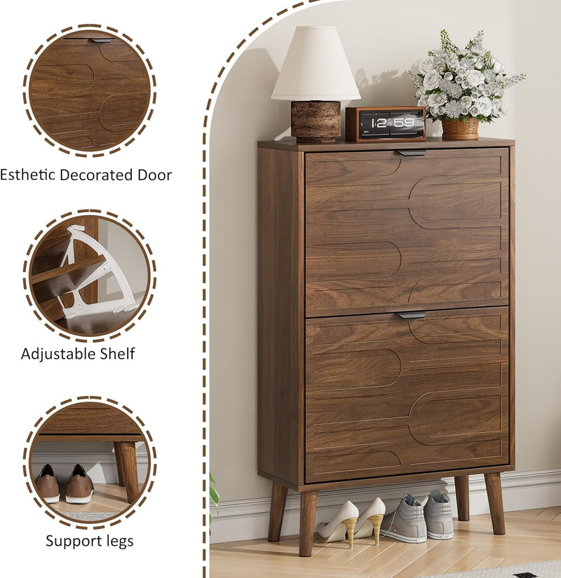 Shoe Cabinet Storage for Entryway with 2 Flip