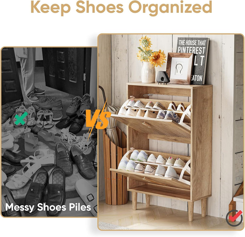 Shoe Cabinet Storage for Entryway with 2 Flip