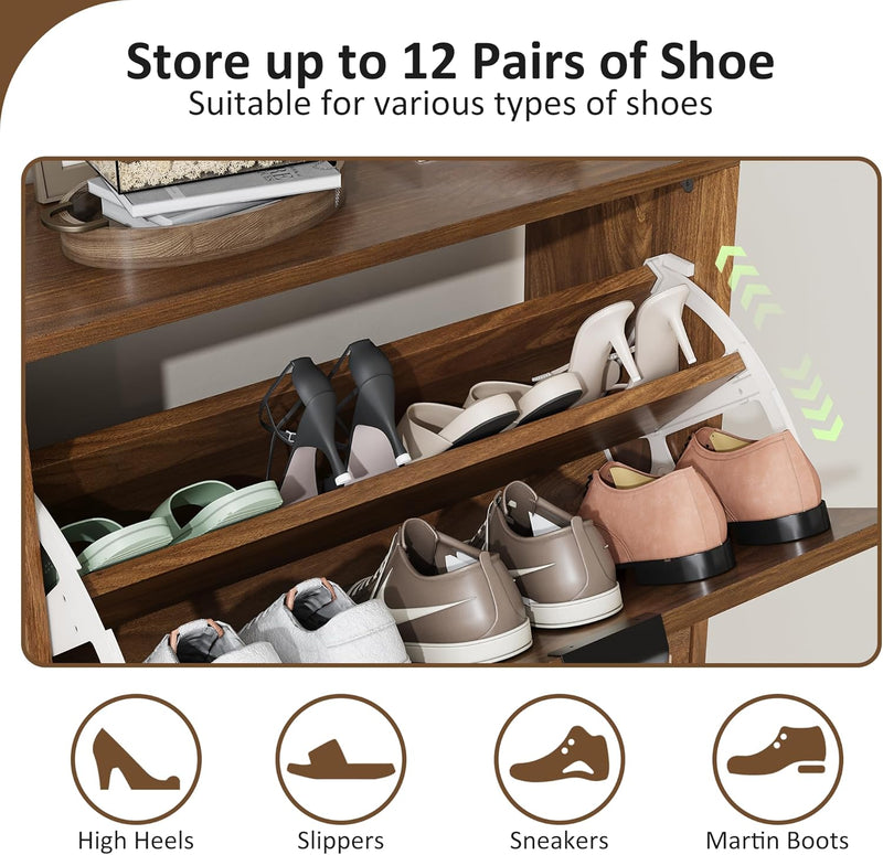 Shoe Cabinet Storage for Entryway with 2 Flip