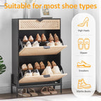 Shoe Cabinet Storage with 2 Flip Drawers Narrow