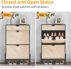 Shoe Cabinet Storage with 2 Flip Drawers Narrow