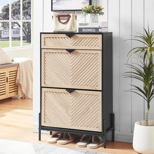 Shoe Cabinet with 2 Flip Drawers Narrow Entryway