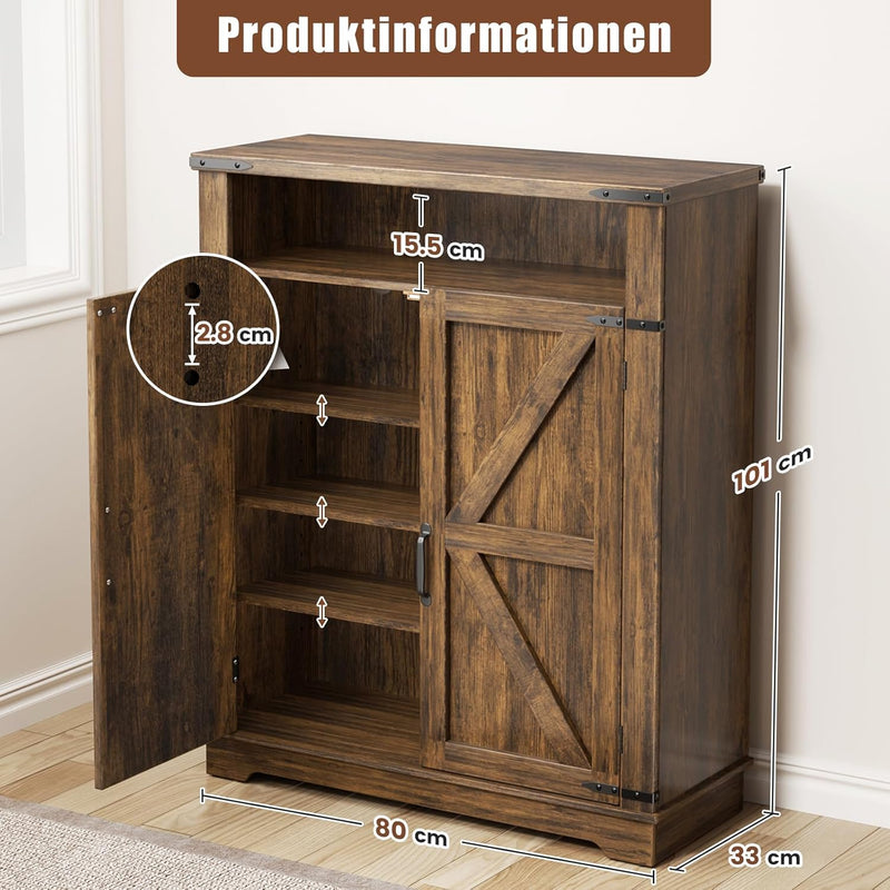 Shoe Cabinet with 2 Doors Farmhouse Style Storage